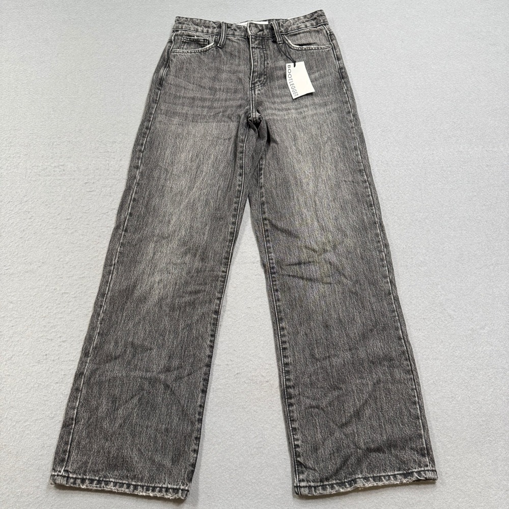 NEW Bootlegger Faye Jeans Women's 26x32 Black Charcoal Wash Wide Leg Baggy Fit